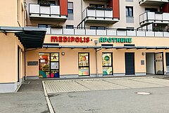 Außenansicht der Medipolis Apotheke Jena Nord